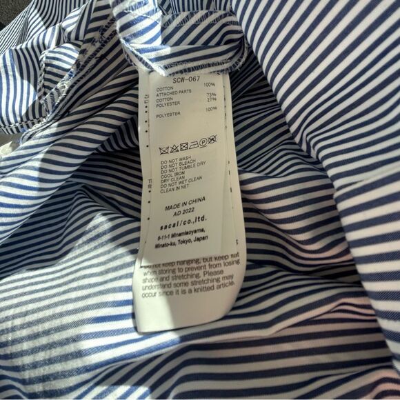NWOT SACAI Hybrid Shirt Dress Navy Stripe 100% Cotton Knit Overlay Size 1/XS - Picture 8 of 14